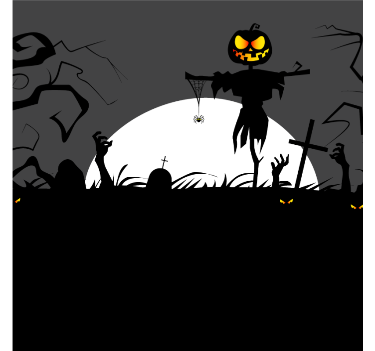 Halloween coaster scarecrow with pumpkin design - TenStickers