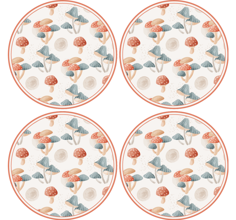 Geek coasters colorful mushroom designs - TenStickers