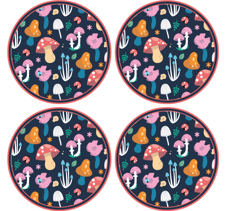 Geek coasters with lively mushroom design - TenStickers