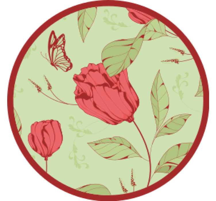 Modern coasters floral design with butterfly - TenStickers