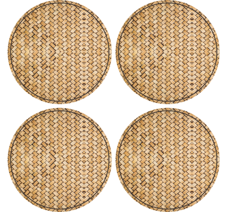 Bamboo woven effect texture coaster - TenStickers