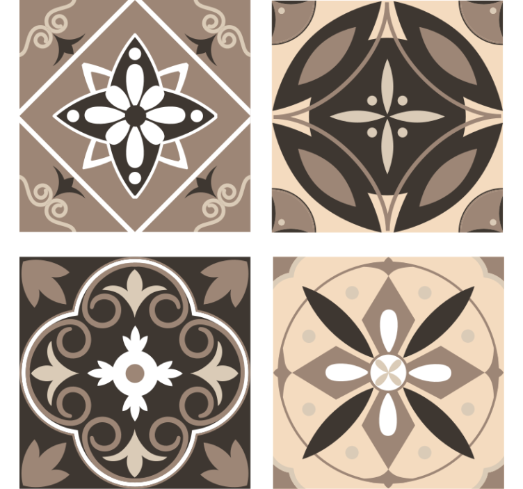 Texture coasters geometric floral pattern set - TenStickers
