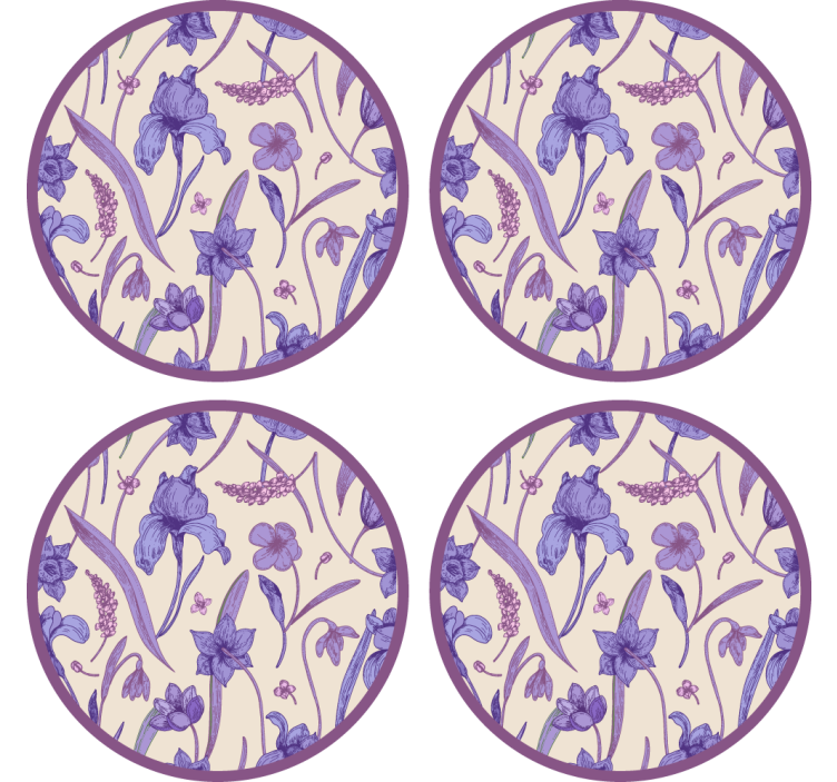 Texture coasters floral purple design - TenStickers