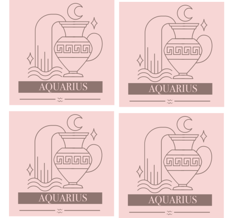 Text coasters aquarius zodiac symbol - TenStickers