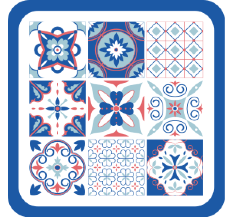 Tile coasters with geometric pattern designs - TenStickers