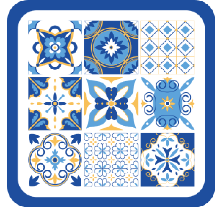 Texture coasters in geometric blue patterns - TenStickers