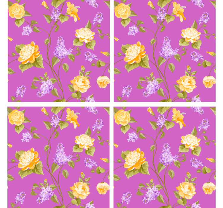 Texture coasters floral print with yellow roses - TenStickers