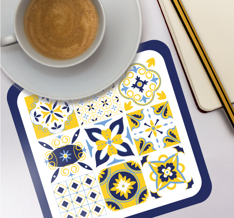Blue Portuguese style tile coasters - TenStickers