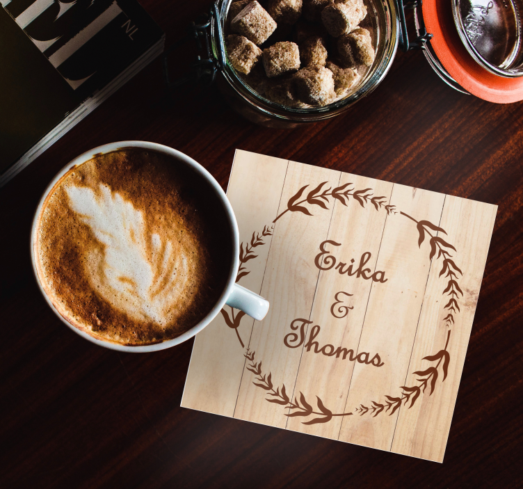 Wood olive branch wedding coaster - TenStickers