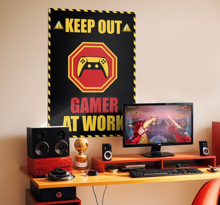 "Gamer" at work video game poster - TenStickers