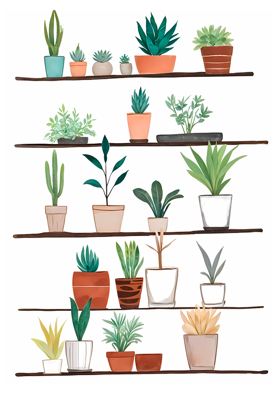 Plants artistic drawing poster - TenStickers