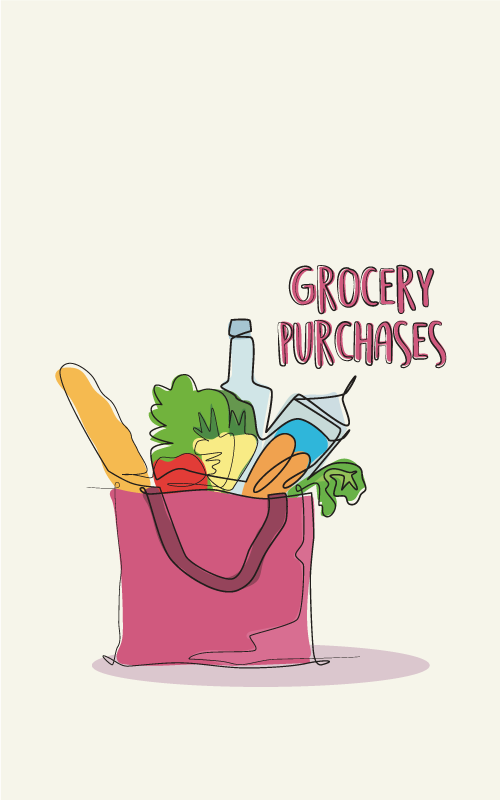 Kitchen poster with grocery illustration - TenStickers