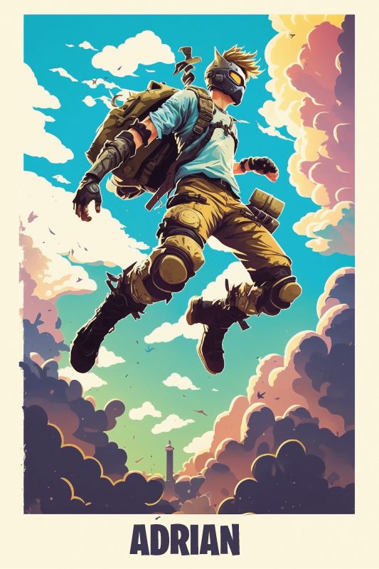 Teenager poster of epic character with name - TenStickers