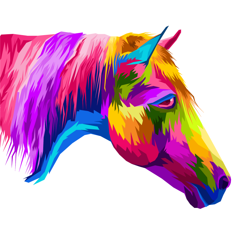 Living room poster multicolored horses - TenStickers