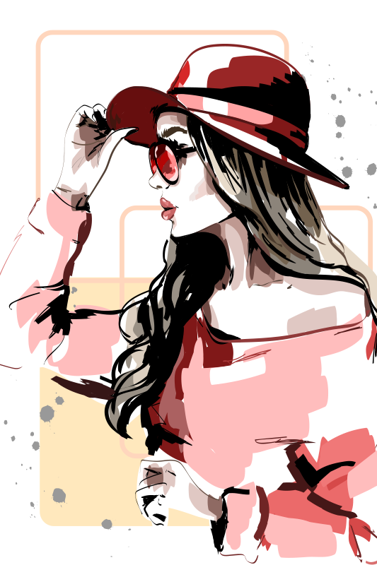 Living room poster ladies with hats - TenStickers