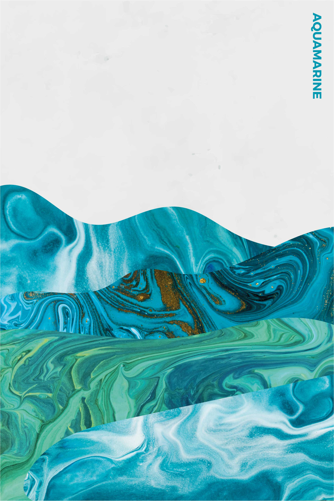 Living room poster aquamarine curved lines - TenStickers