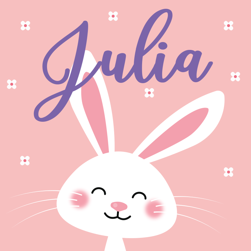 Nursery poster white bunny with name - TenStickers