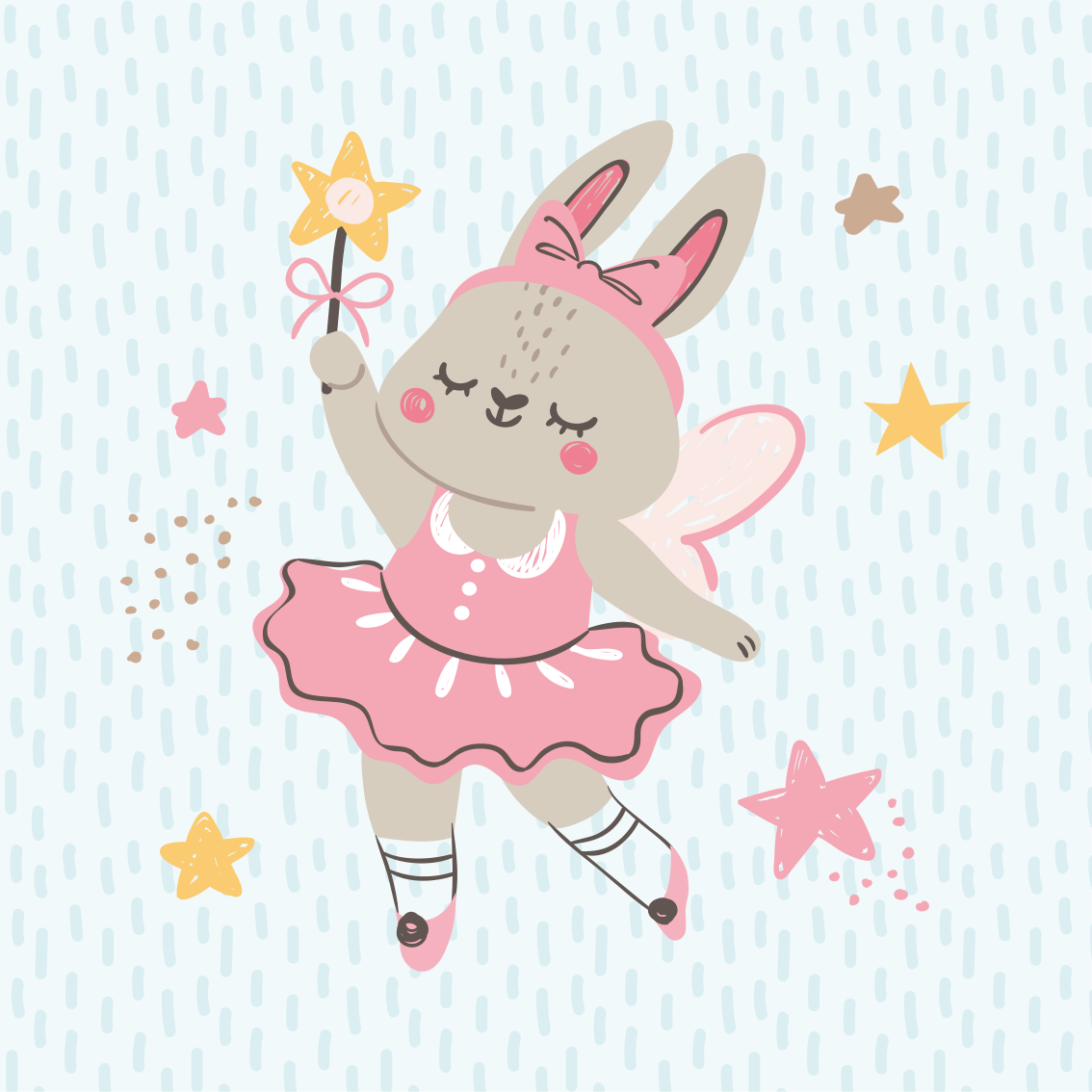 Nursery poster rabbit fairy illustration with stars - TenStickers
