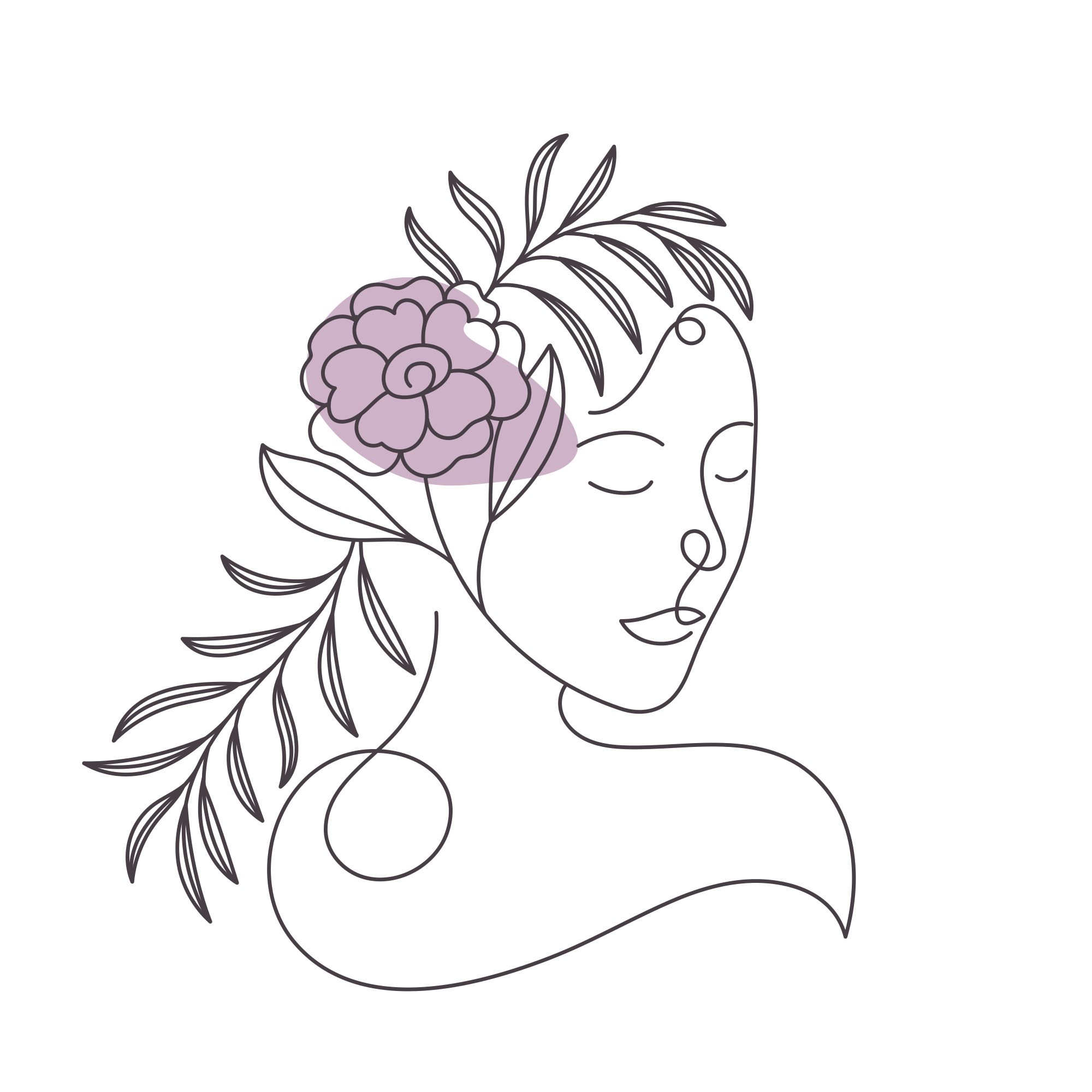 Flower poster minimalist woman face art print - TenStickers