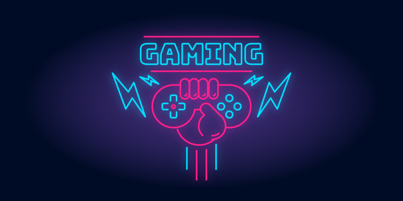Video game poster featuring neon gaming logo - TenStickers