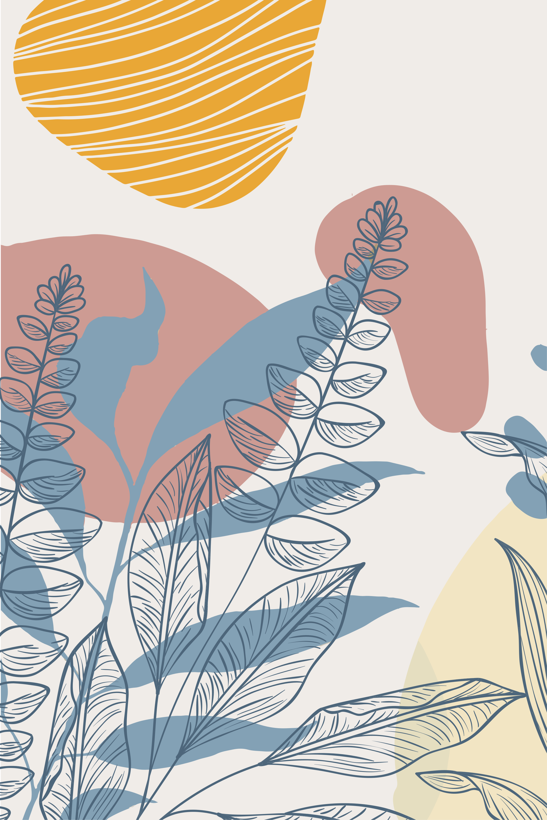 Flowers poster scandinavian style abstract foliage - TenStickers