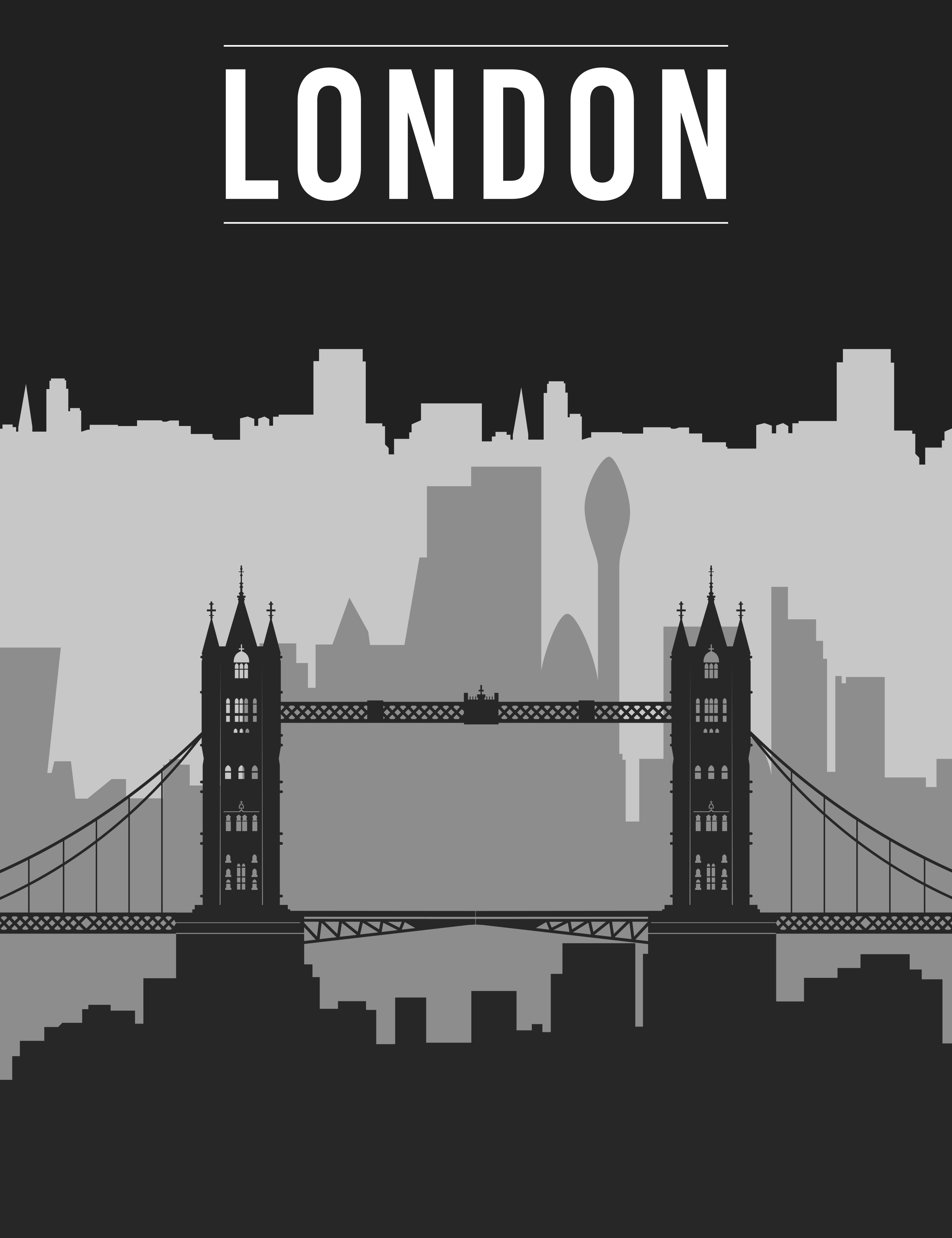 Quote poster black and gray london skyline art - TenStickers