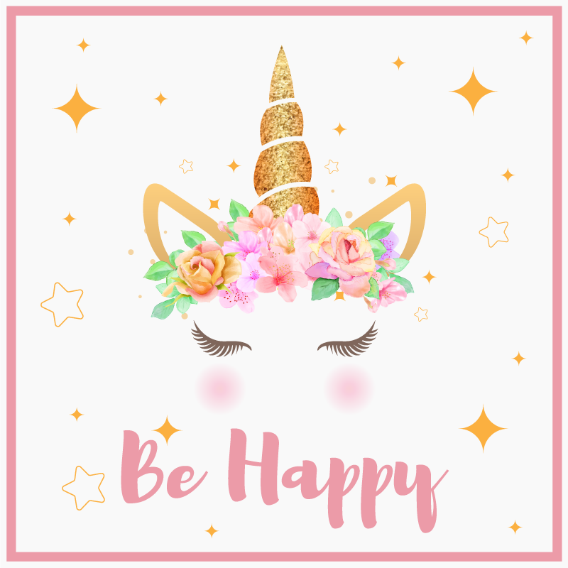 Unicorns quote be happy poster for teenager - TenStickers