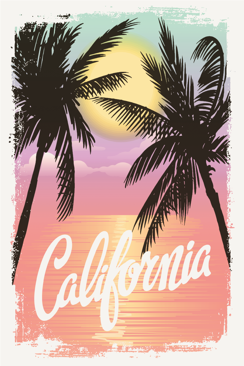 City poster californian sunset feelings - TenStickers