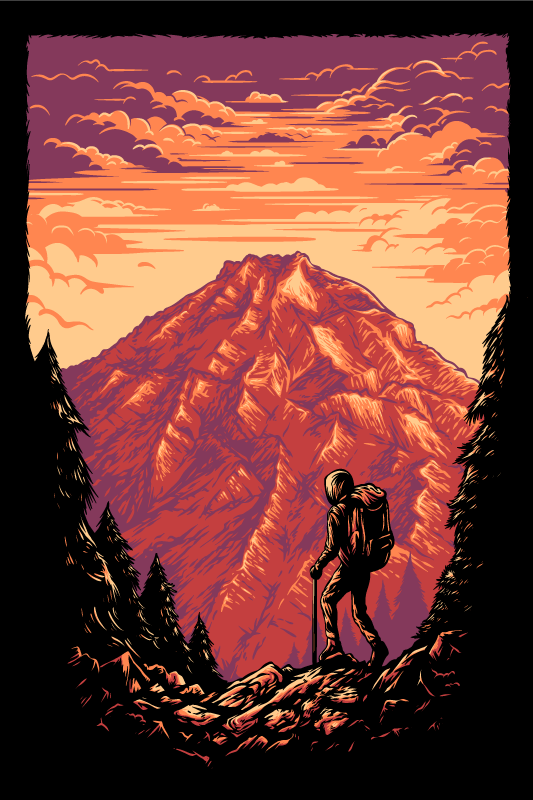 Adventure in mountains landscape poster - TenStickers