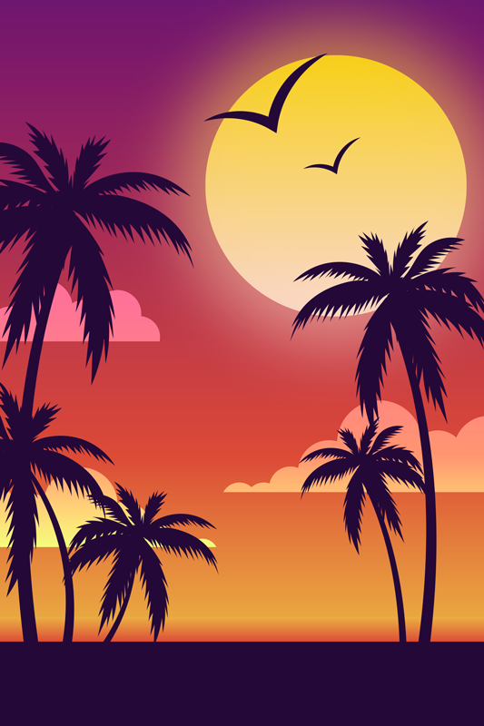 Landscape poster 70's sunset vertical - TenStickers