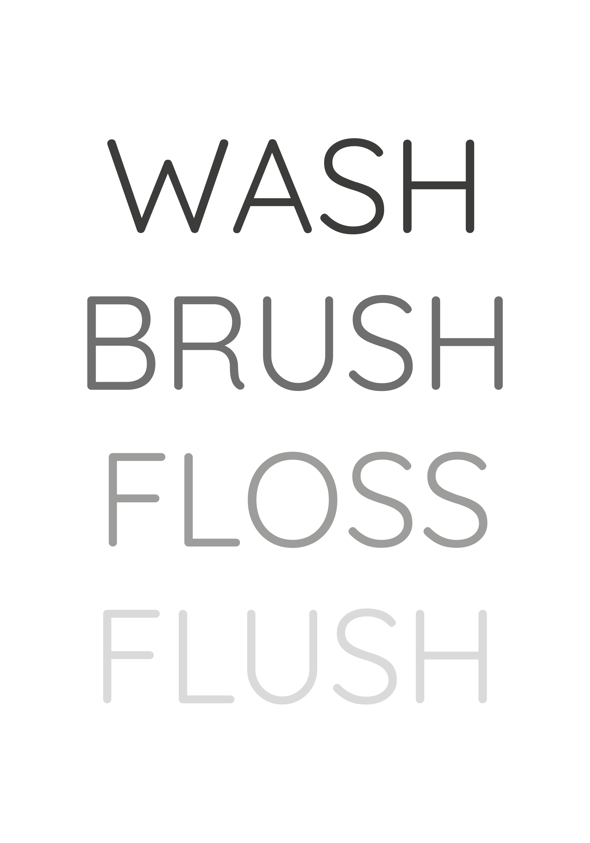 Wash brush floss flush poster - TenStickers