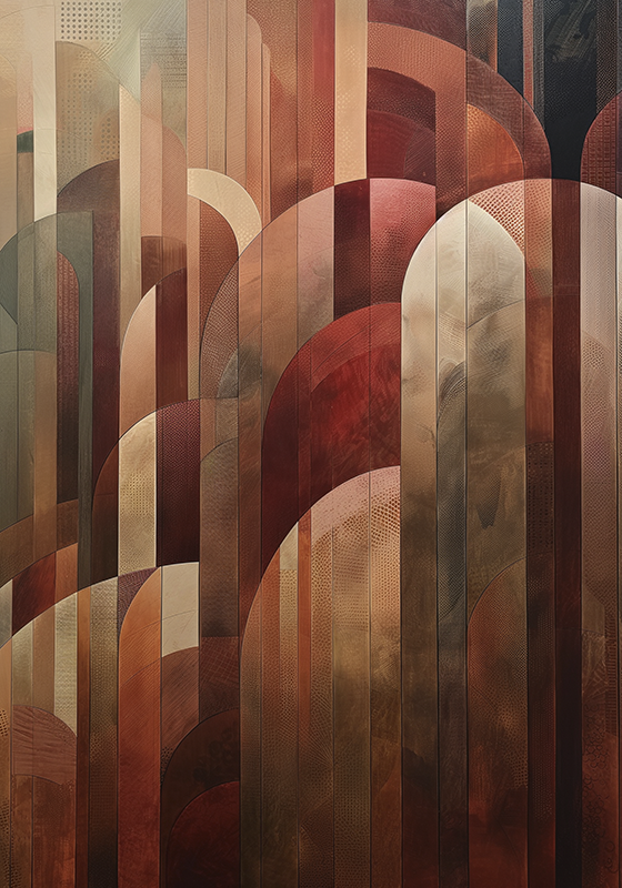 Red shapes Art Déco poster - TenStickers