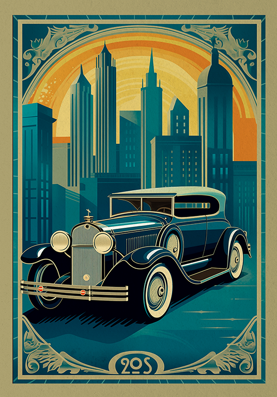 Art déco poster vintage 20s car - TenStickers