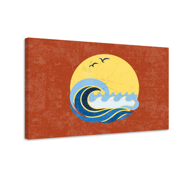 Sun, beach and wave 70's canvas prints - TenStickers
