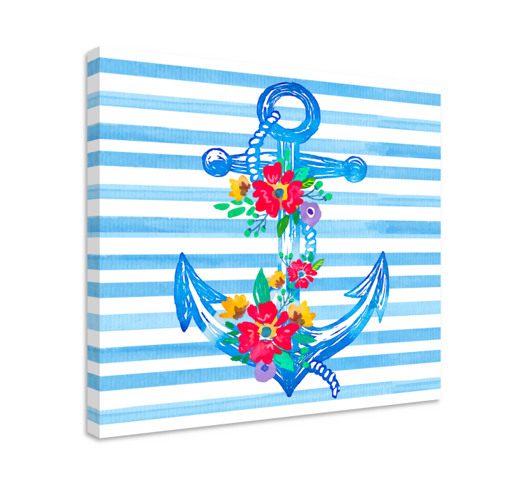 Floral Anchor Illustration nautical canvas art - TenStickers