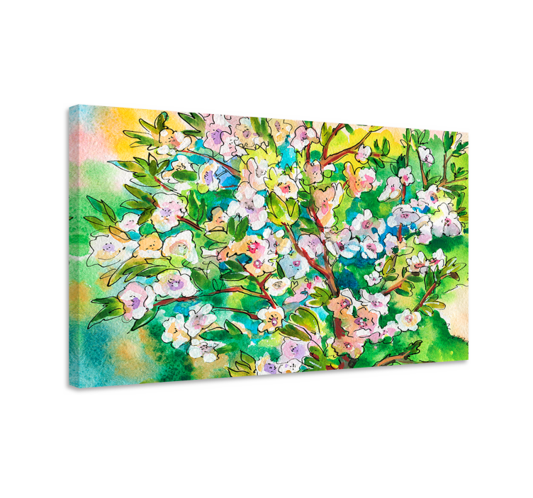 Multi-Coloured Spring Tree wall art canvas - TenStickers
