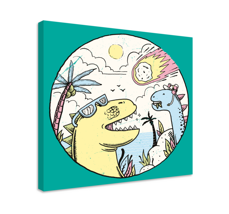 Dinosaur canvas wall art dinosaurs on adventure - TenStickers