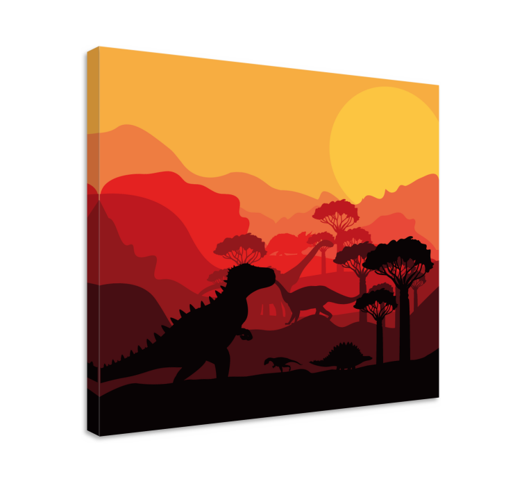 Dinosaur canvas wall art dinosaur silhouette scene - TenStickers