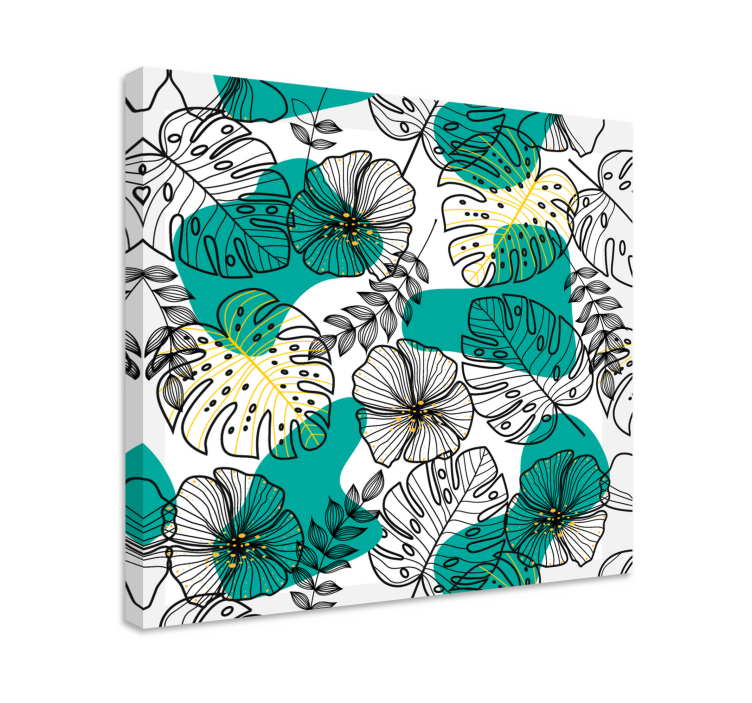 Flowers canvas floral leaf design - TenStickers