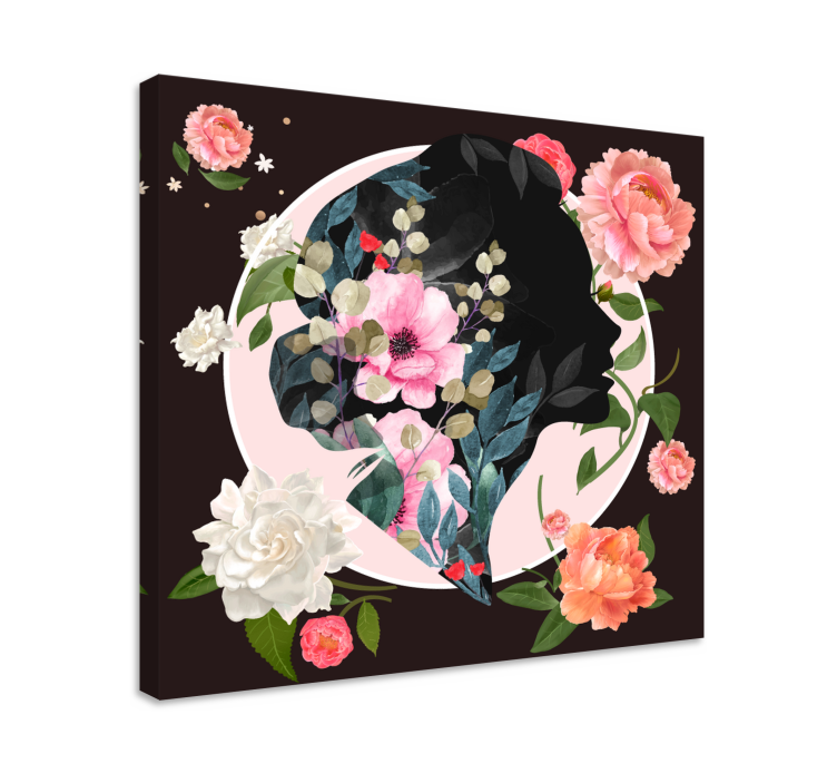 Flowers canvas silhouette floral design - TenStickers