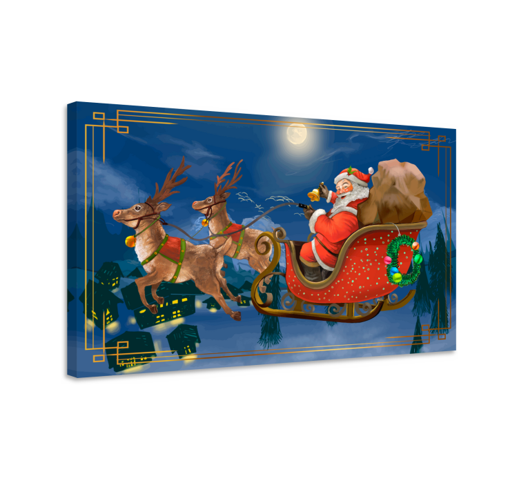 3d pictures wall art santa's joyful sleigh - TenStickers