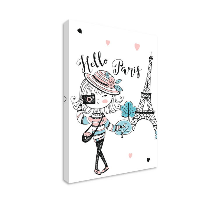 Cityscape wall art hello paris girl - TenStickers