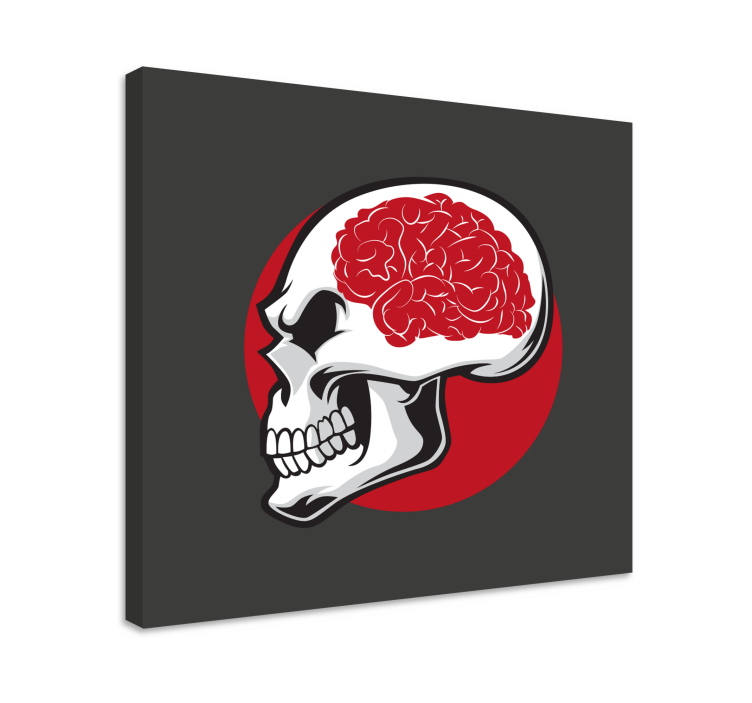 Red skull with brain modern canvas wall art - TenStickers