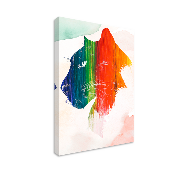 Cat wall art colorful lion profile - TenStickers