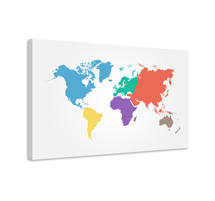 Coloured Continent  world map canvas - TenStickers