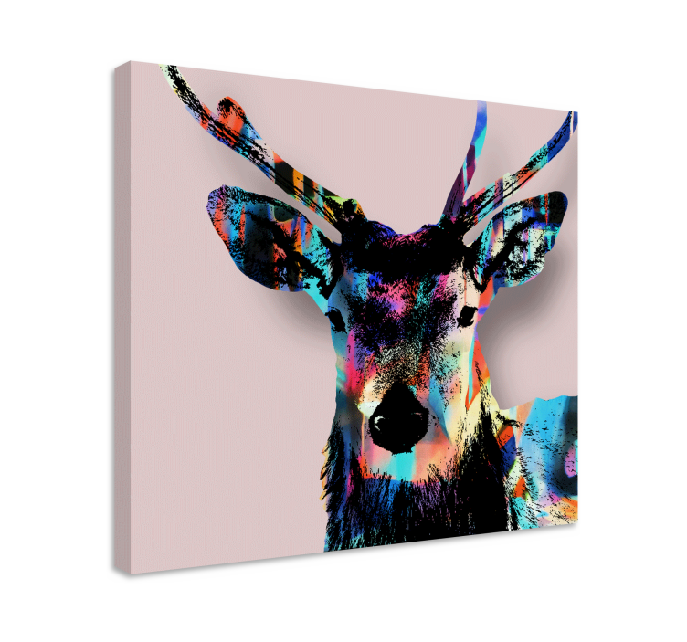 Stag canvas colorful stag head artwork - TenStickers