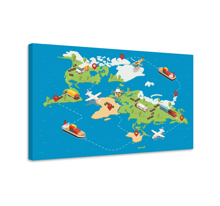 World map wall art travel route map decor - TenStickers