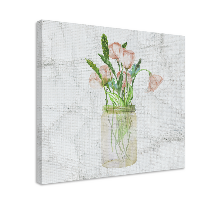 Flowers canvas pink floral jar art print - TenStickers