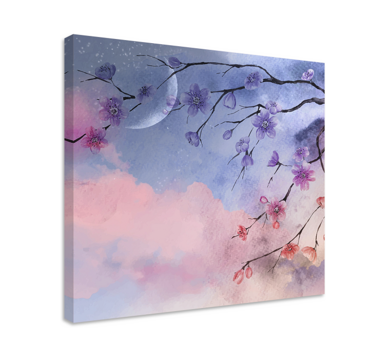 Delicate cherry blossoms flower canvas - TenStickers