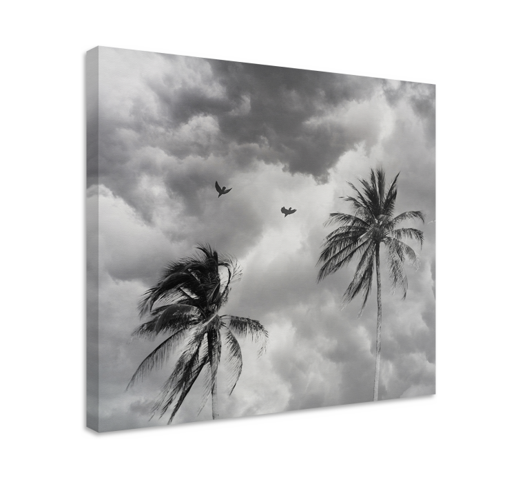 Flowers canvas palm trees silhouette - TenStickers